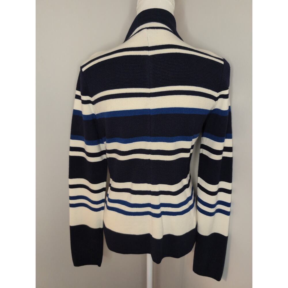 Ann Taylor M blue striped cozy preppy blazer jacket - Picture 3 of 7